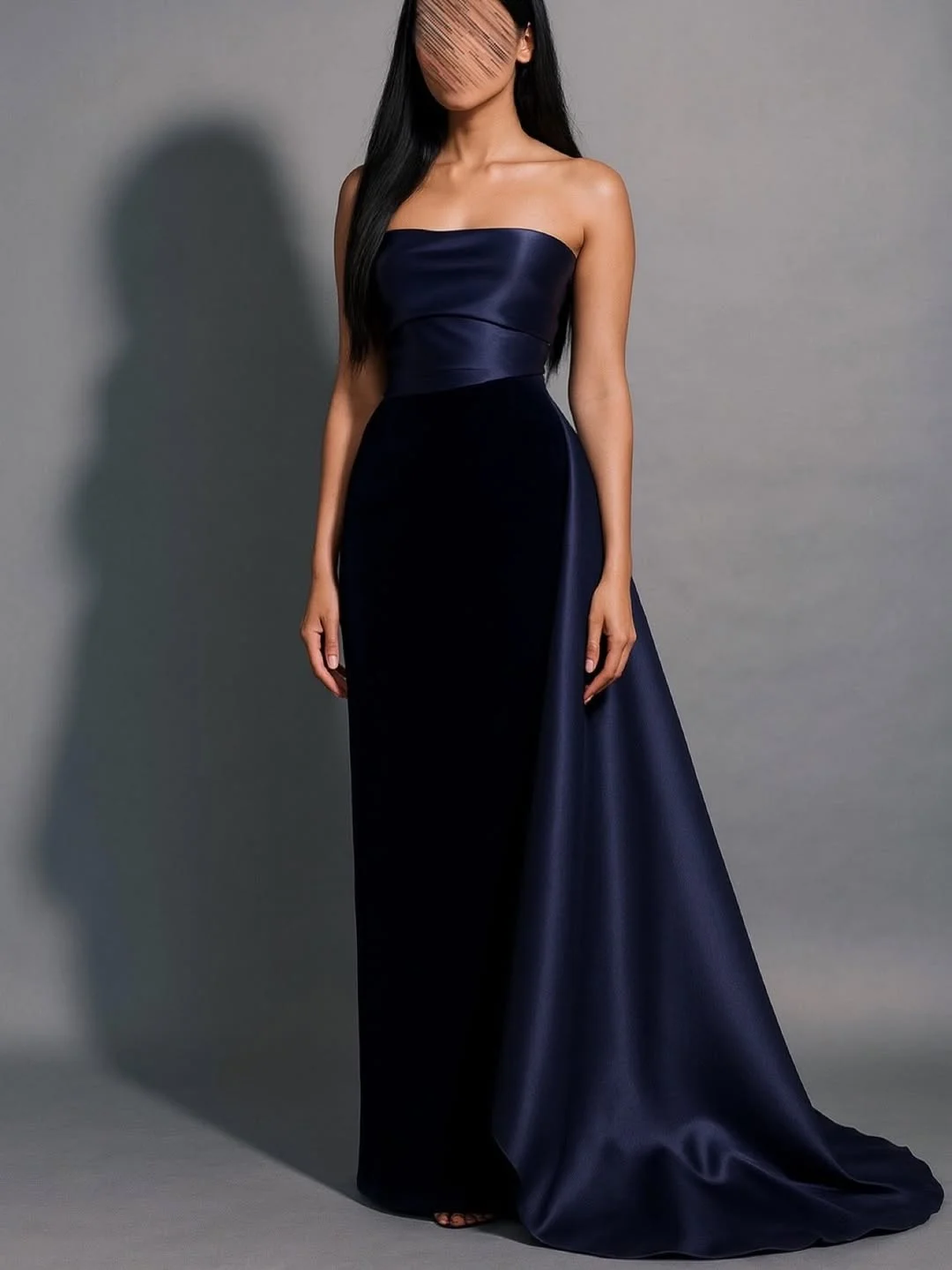 

Evening Luxury Dresses Dubai Vintage Drak Blue Satin Formal Occasion Prom Gowns vestidos en liquidación envío gratis