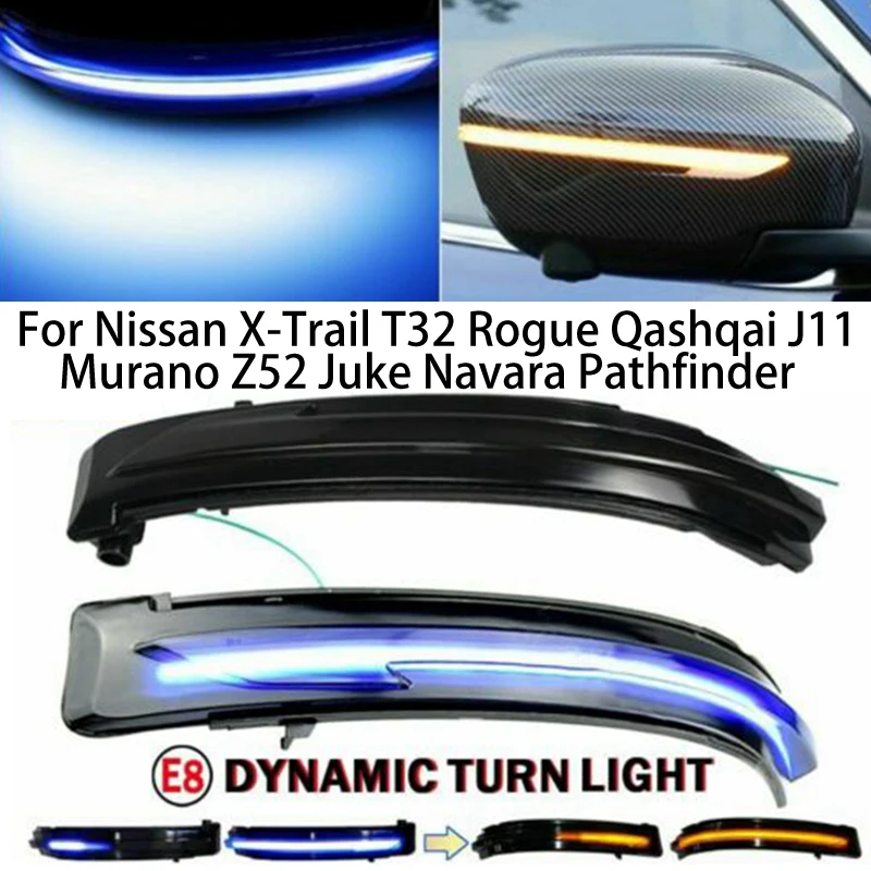 

For Nissan X-Trail T32 Rogue Qashqai J11 Murano Z52 Navara Pathfinder Car Turn Signal Light LED Dynamic Side Rear Mirror Blinke