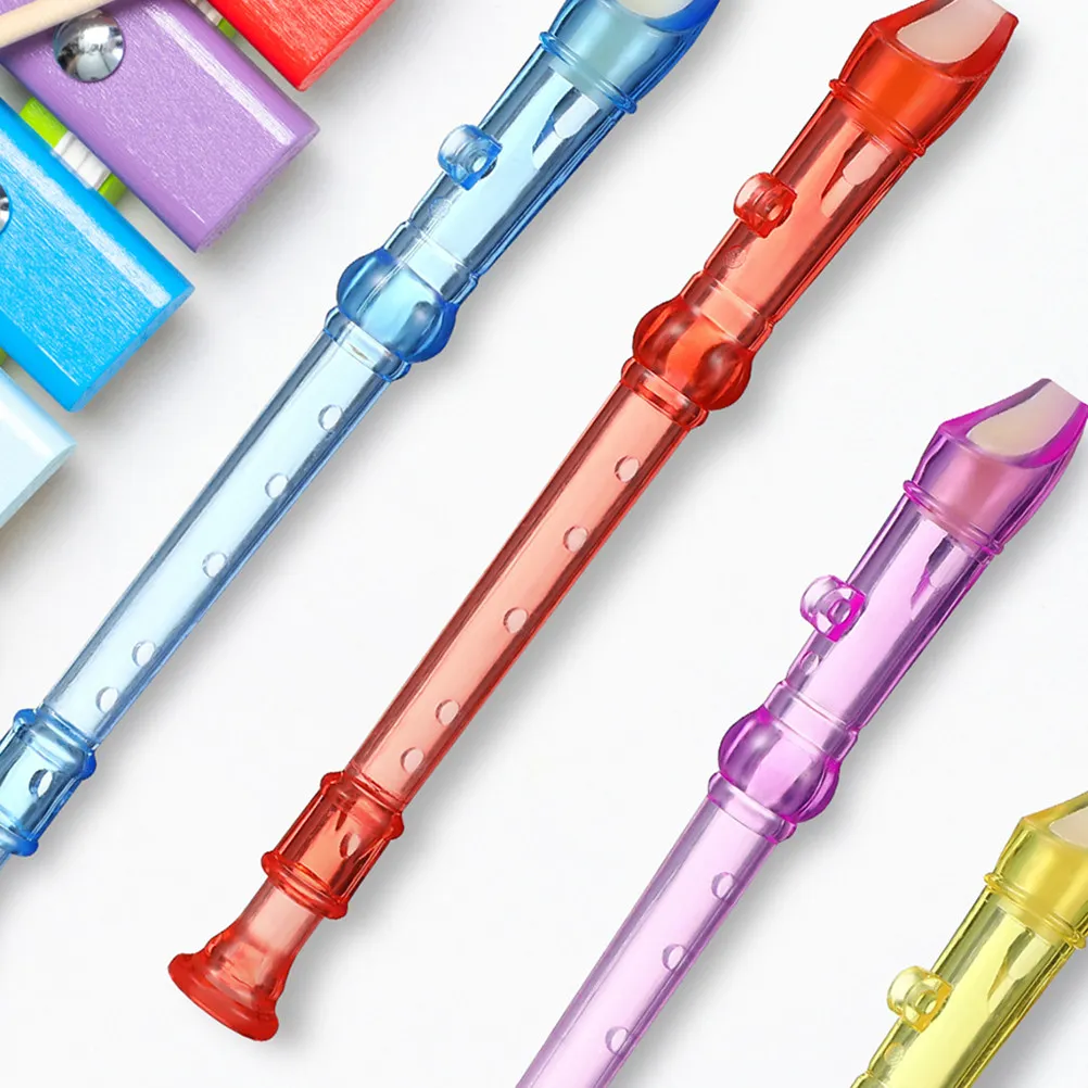 10Pcs Lightweight Portable 6-Hole Candy-Color Translucent Soprano Recorder for Kids Beginner Music Lessons School Home Practice