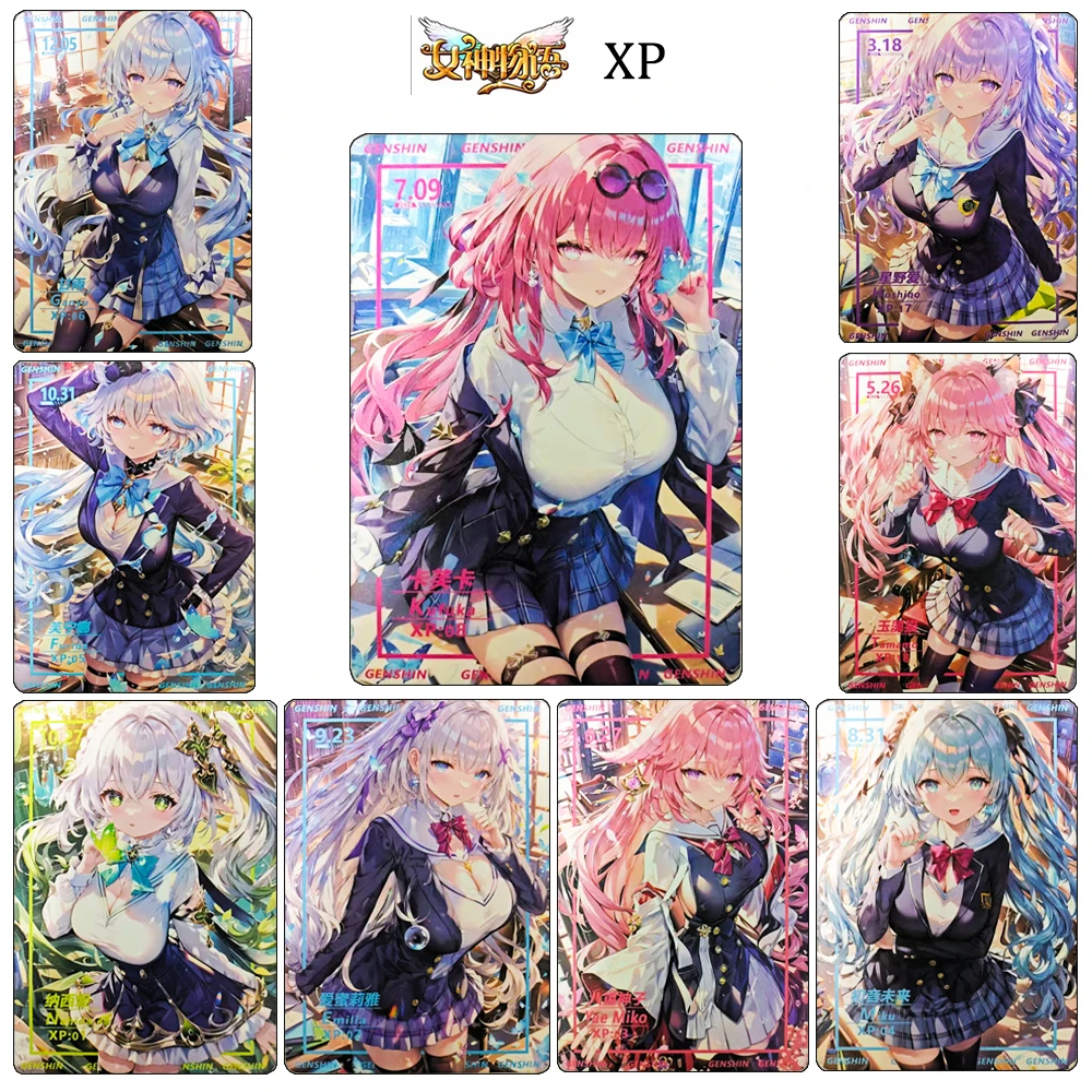 

Goddess Story XP Nahida Emilia Yae Miko Hatsune Miku Furina Ganyu Kafka Hoshino Ai Refraction Glitter Texture Collectible card