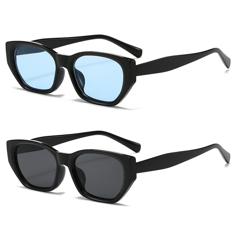 2 قطعة النظارات الشمسية مربع الرجال مستطيل العلامة التجارية مصمم نظارات شمسية صغيرة الذكور الرجعية عدسة سوداء القيادة الصيد Oculos UV400