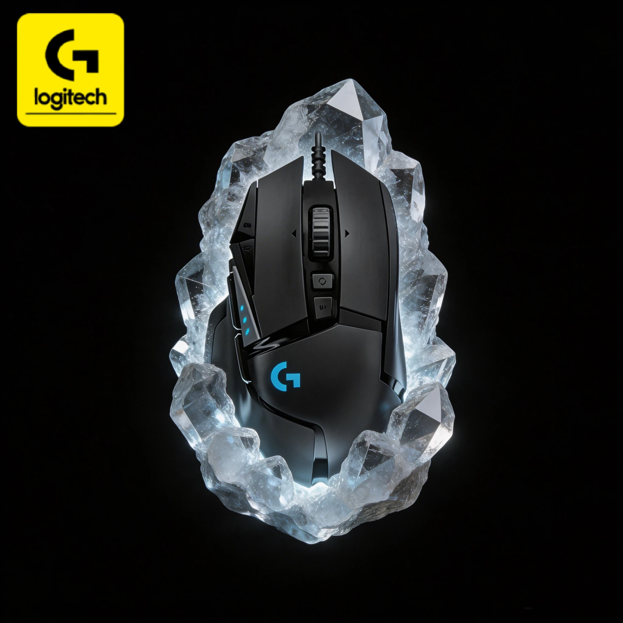 Logitech G502 Wired Mechanical Mouse, featuring professional esports-level configuration and RGB glowing effect.