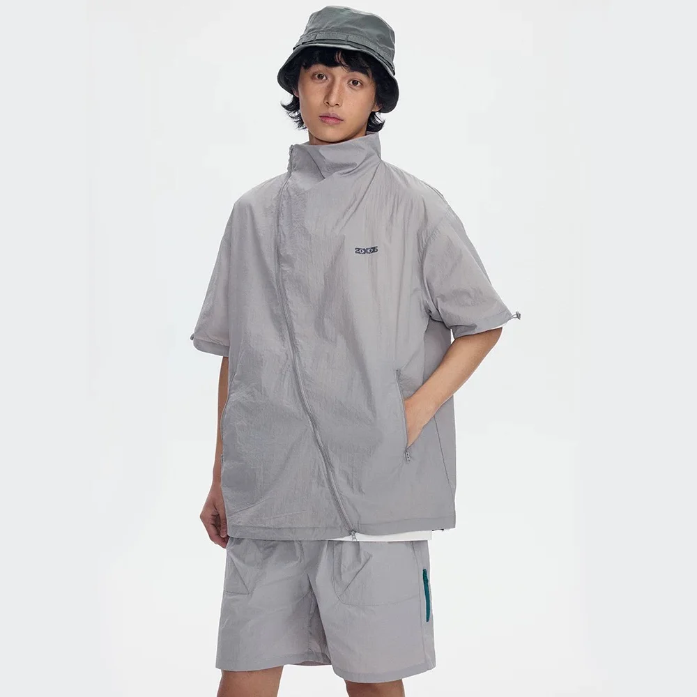 Men Summer Loose Causal Short Sleeve Outdoor Quick Dry Zipper Shirts Cityboy Gril Streetwear Cargo Shirts Women Blouse