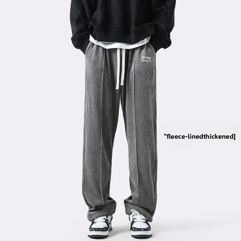 

Мужские двусторонние вельветовые спортивные брюки из флиса, утепленные, зимние, прямого кроя, свободные, повседневные, длинные, немнущиеся