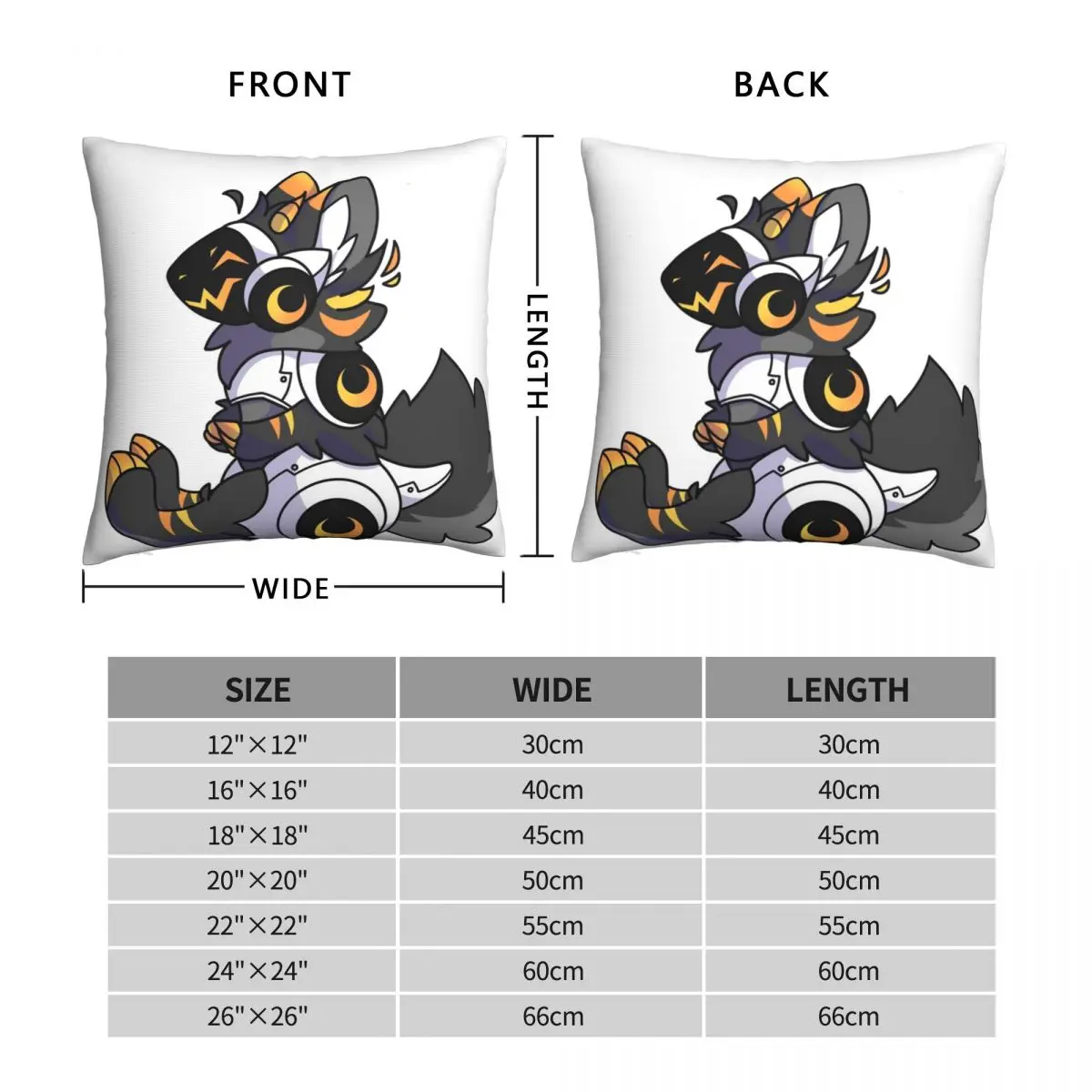 Lemondrop The Protogen Square Pillowcase Polyester Linen Velvet Creative Zip Decor Pillow Case Room Cushion Cover 18