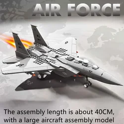 New large F-15 J-20 military combat armed aircraft reconnaissance aircraft building blocks assembled toy birthday gift
