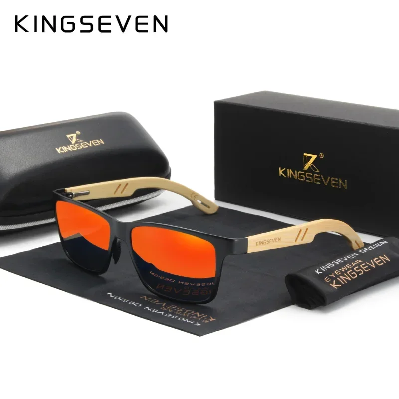 KINGSEVEN Vintage Wooden Frame Sunglasses Nature Design For Men Women Eyewear Classic Fashion UV400 Driving Polarized Glasses