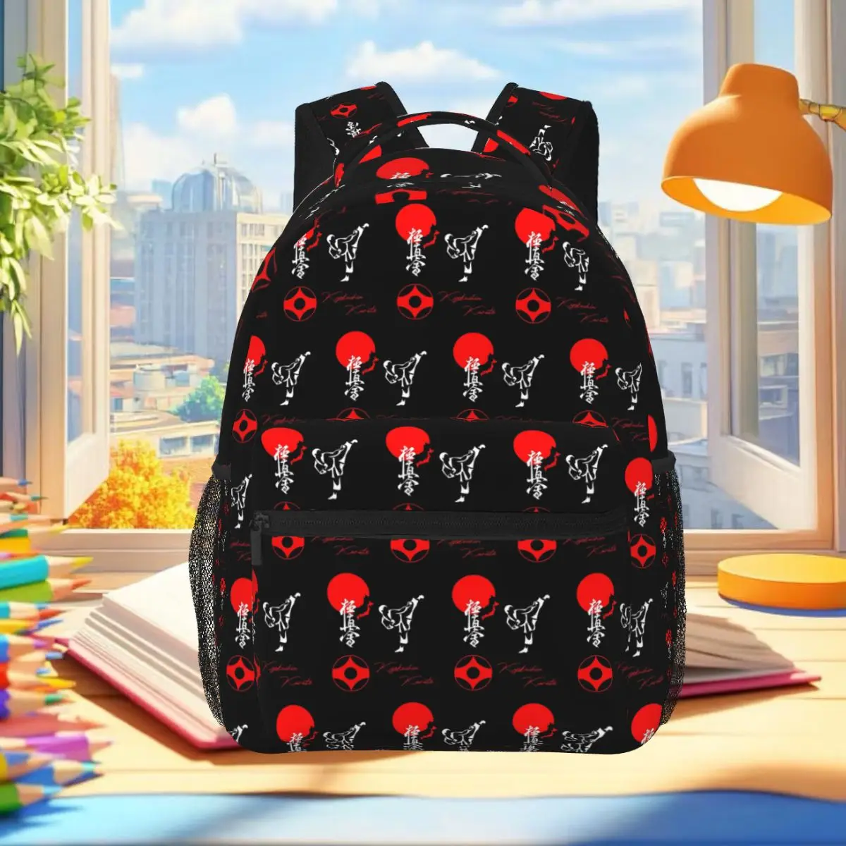 Kyokushi Karate Kumite Scene Backpack Student Boys Girls BookBag Children School Bag Computer Shoulder Bags for Men Women