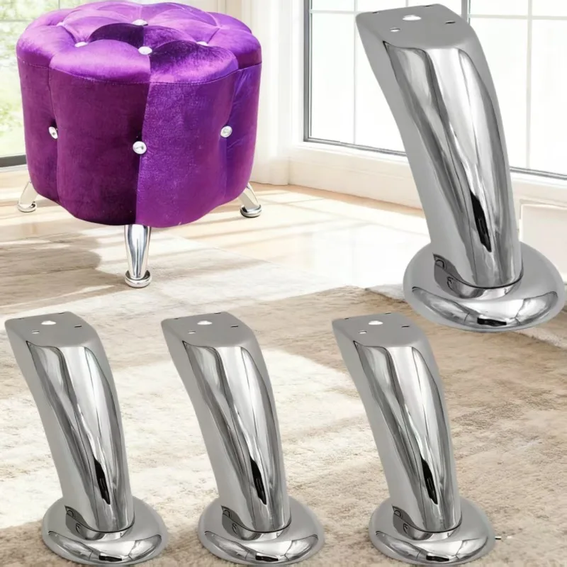 4pcs Hardware Furniture Legs Square Metal Cabinet Legs Table Base Curved Corner Sofa Foot Furniture Accessories Bed Riser