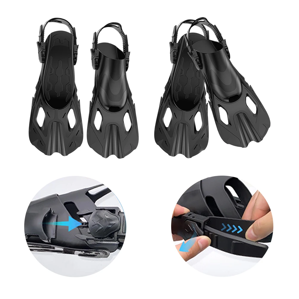 Sirip Snorkel, Sirip Renang, Sepatu Selam Open Heel, Anti Selip, Ukuran Travel, Sirip Renang untuk Snorkeling, Menyelam, dan Berenang