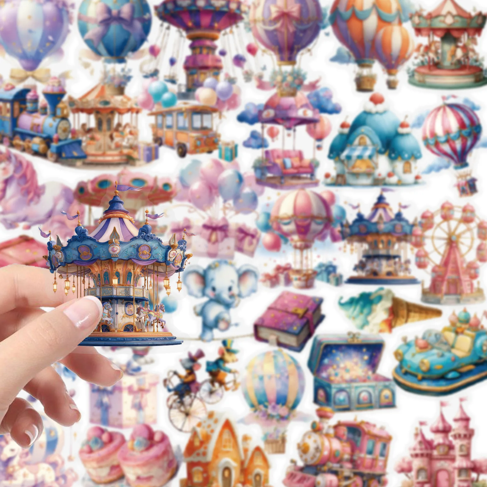 56PCS Fantasy Vergnügungspark Bunte Aufkleber Wasserdicht Cartoon Graffiti Dekoration DIY Kinder Spielzeug Laptop Gitarre Fahrrad Aufkleber