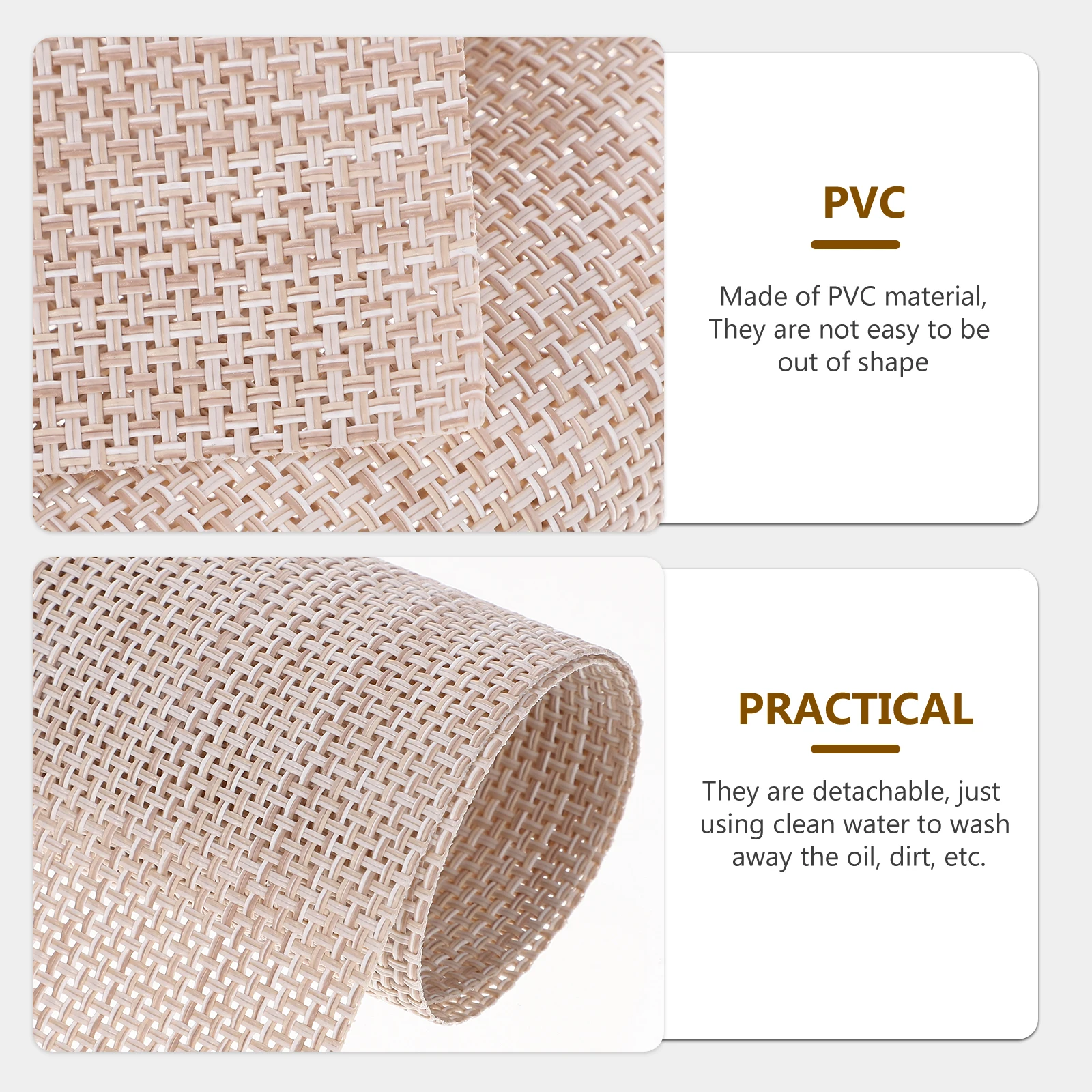 

6pcs PVC Placemats Woven Design Washable Table Mats Coasters 2x2 Meters Bowl Mats Dining Set Holiday Decor Dinner Bowl Dish Mat