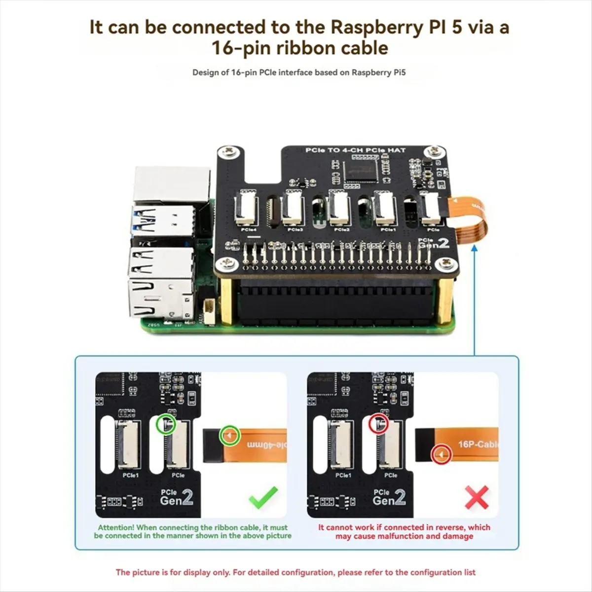 Welcome Deal~For 5 PCIe to 4-CH PCIe HAT Board PCIe FFC Expansion Board Supports Stacking PCIe HAT Modules