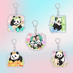 Cute Panda Key Chain Fubao Animals Earphone Schoolbag Keychain Pendant Diy Accessories Korean Ins Keychain 6CM