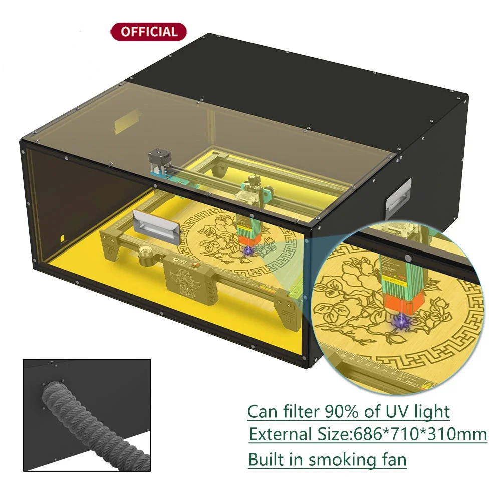 Pvc Enclosure Box Smoke Exhaust with Suction Fan Acrylic Cover Dust-Proof Protector for Tts5 Laser Engraving Machine Accessory