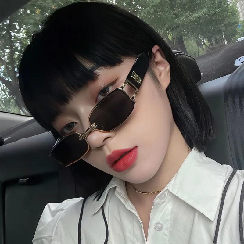 Small Frame Sunglasses Female Fashion Net Red With Retro Sunglasses Ins Korean Personality Narrow Frame Hip Hop Sunglasses