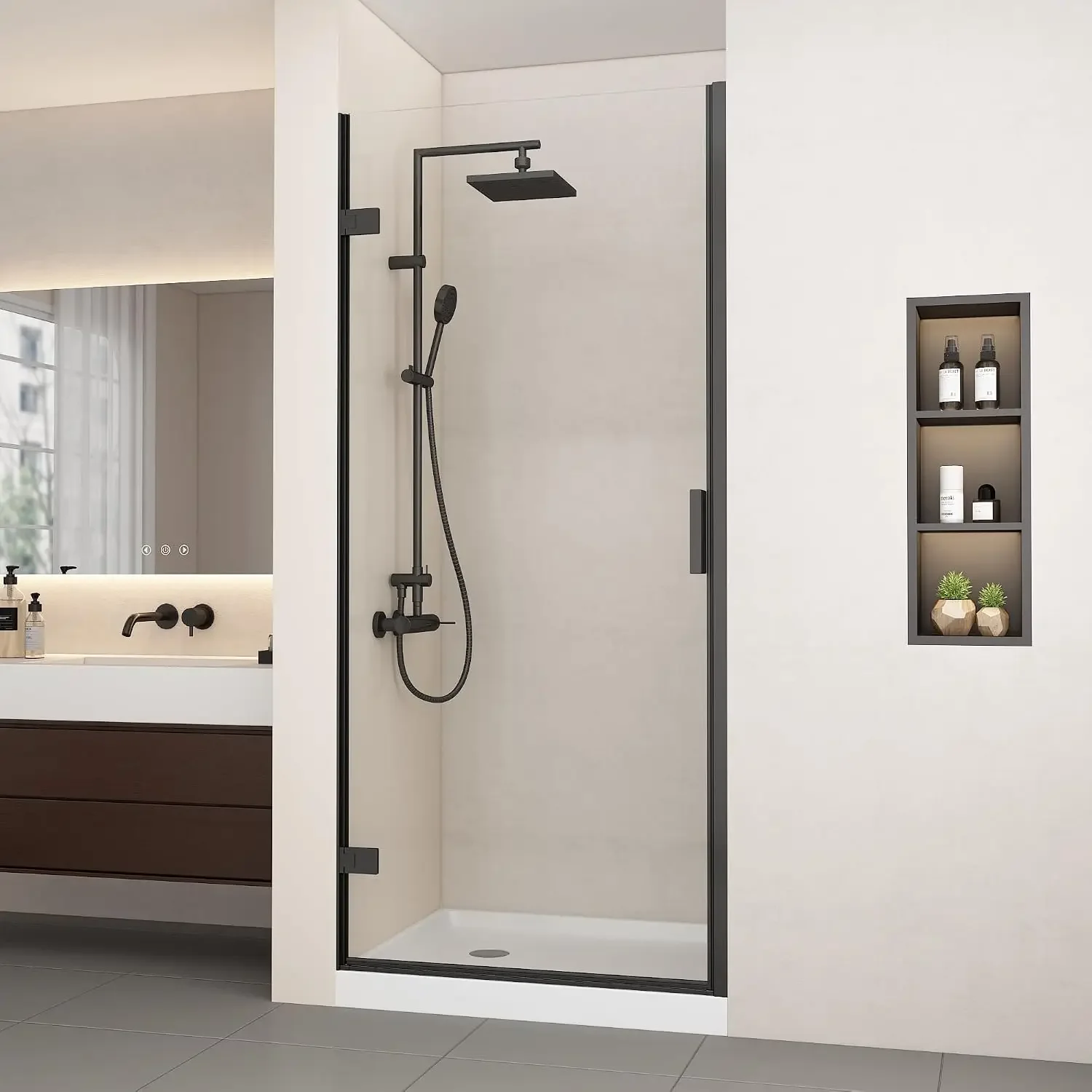 Frameless Pivot Shower Door, Glass Shower Door for Bathroom, 36