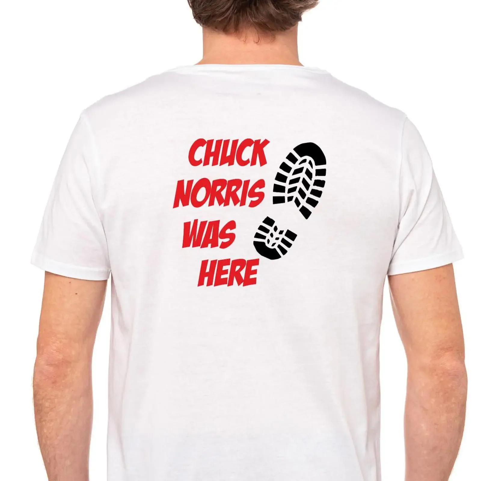 Chuck Was Here Back Print T shirt Black Or White Uneek vintage Washed fashion Versatile Casual Unisex Slightly homme