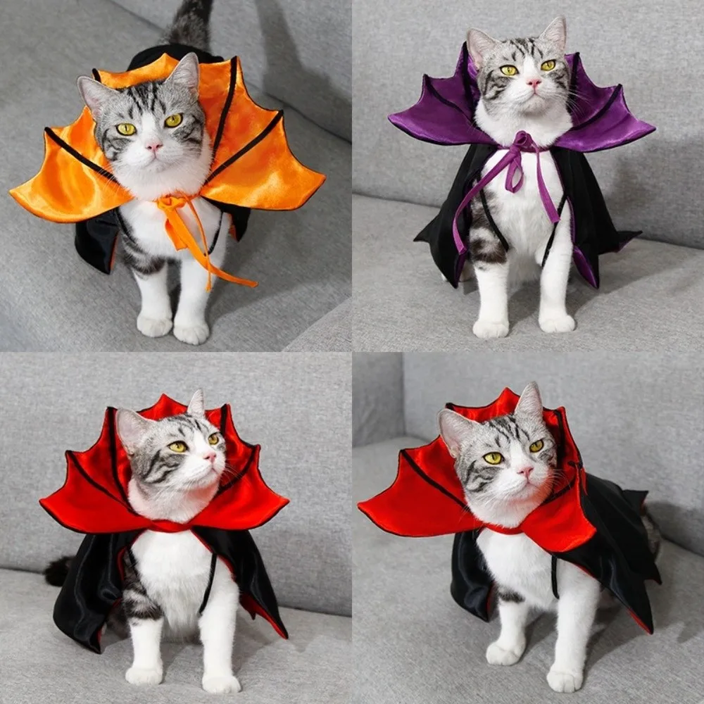 

Cool Bat Transformation Halloween Pet Costume Stand-collar Comfortable Cat Cosplay Cloak Soft Fabric Adjustable Kitten Dress Cat