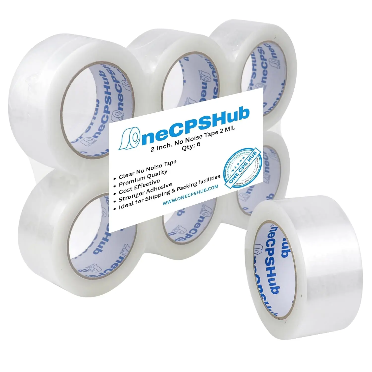 

No-Noise/Quiet Heavy Duty Carton Sealing Tape, 2" Wide, 2 Mil Thick, 110 Yards/Roll, Strong Adhesive, Water-Resi nt, Cr