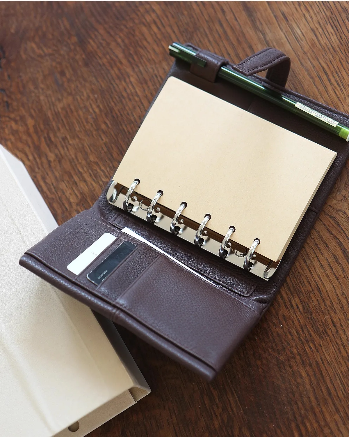 

2026 A7 Ring Planner Top-Grain Leather dark brown Notebook Binder Diary Journaling Supplies Stationery agenda