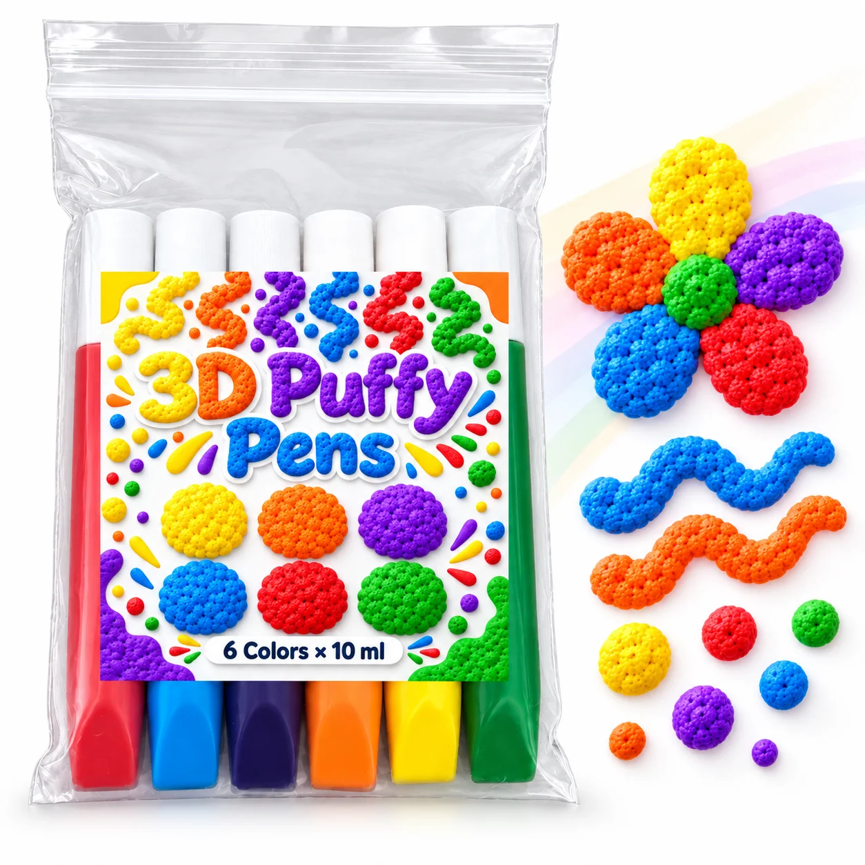 Popcorn Pens 3D Bubble Drawing Pen Heat Activated Puff Paint Raised Texture Craft Tool for Artwork Greeting Cards Scrapbooking