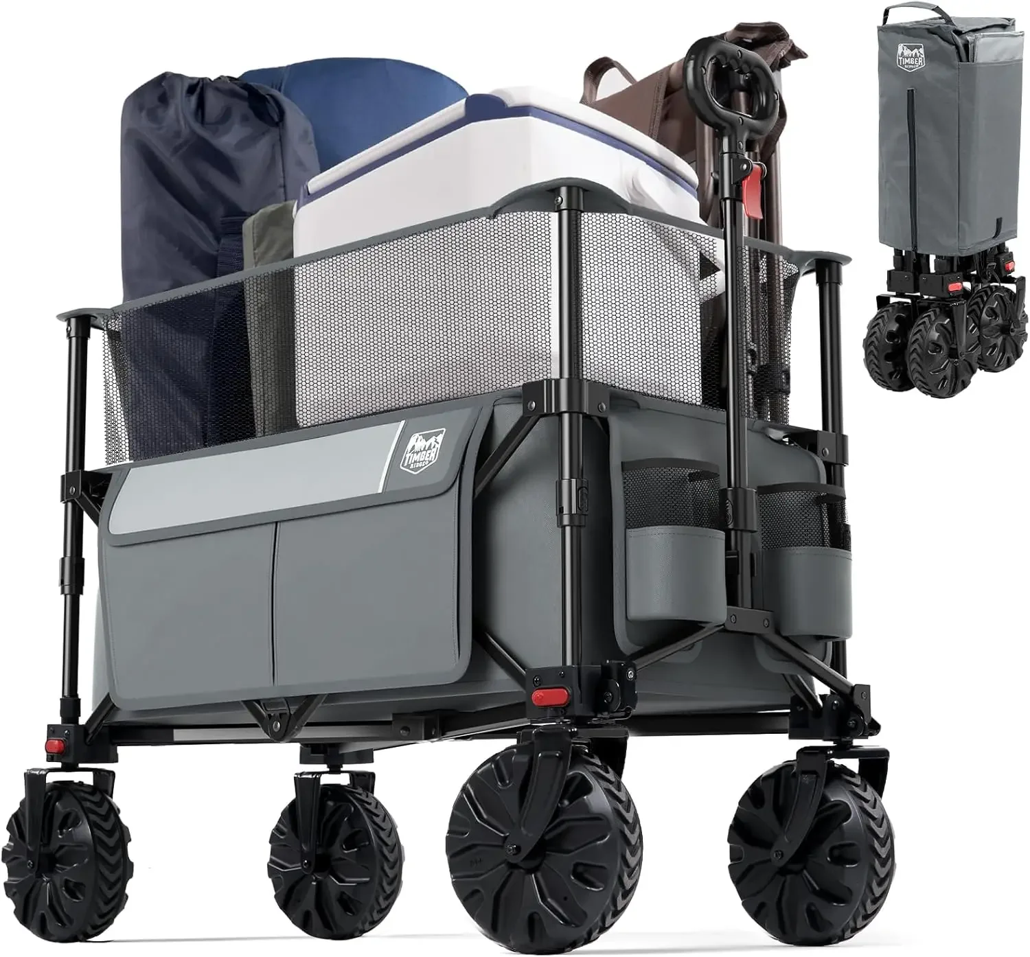 Foldable Wagon 230L Extendable Height, 300LBS Capasity Collapsible Wagon Cart