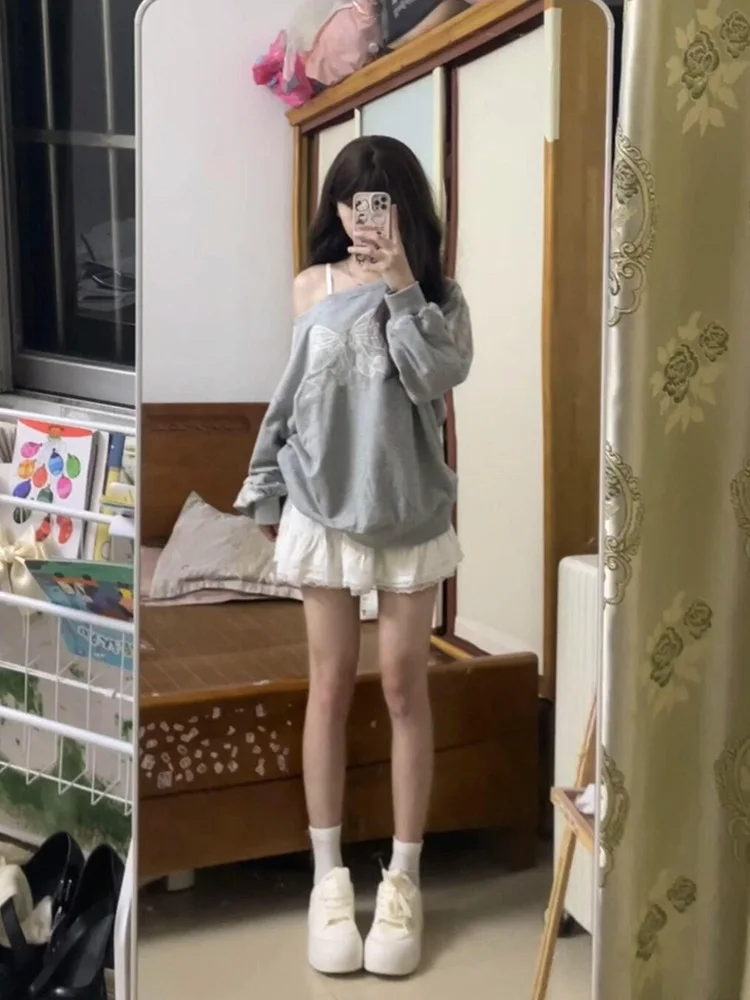 Gonna da donna allentata con nodo ay Primavera Autunno 2024 Nuovo design pigro Sle Trendy Girl Top Casual Streetwear