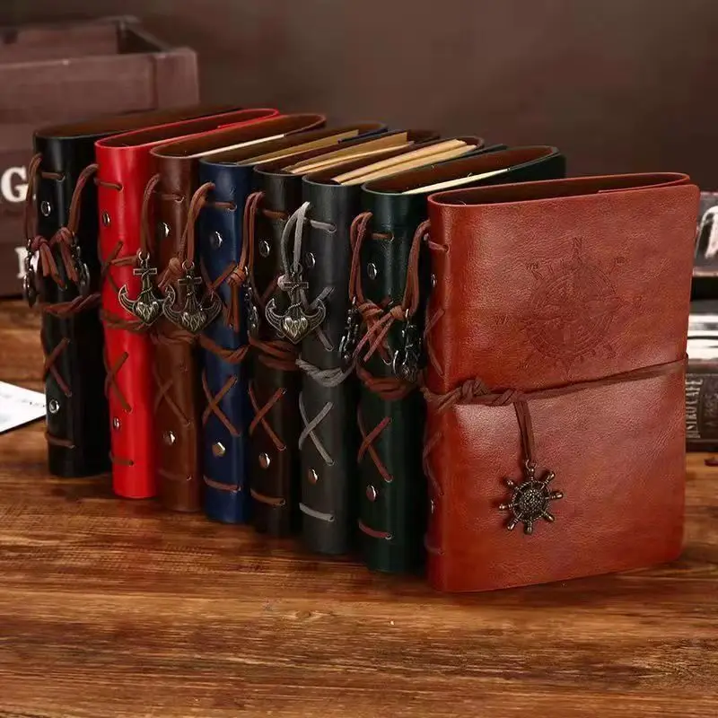 レトロノートブックルーズリーフブックスタンプ旅行メモ帳会議ブックハンドブック日記海賊ブック