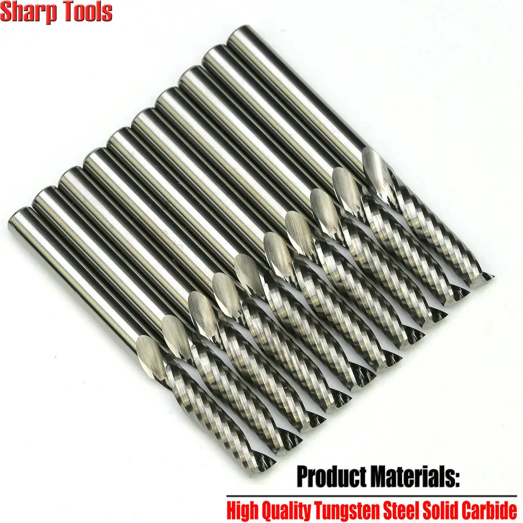 Fresa de flauta en espiral de 4x17mm, cortador de grabado CNC de carburo sólido, broca enrutadora de fresado acrílico para máquina cortadora ranurada, 10 Uds.