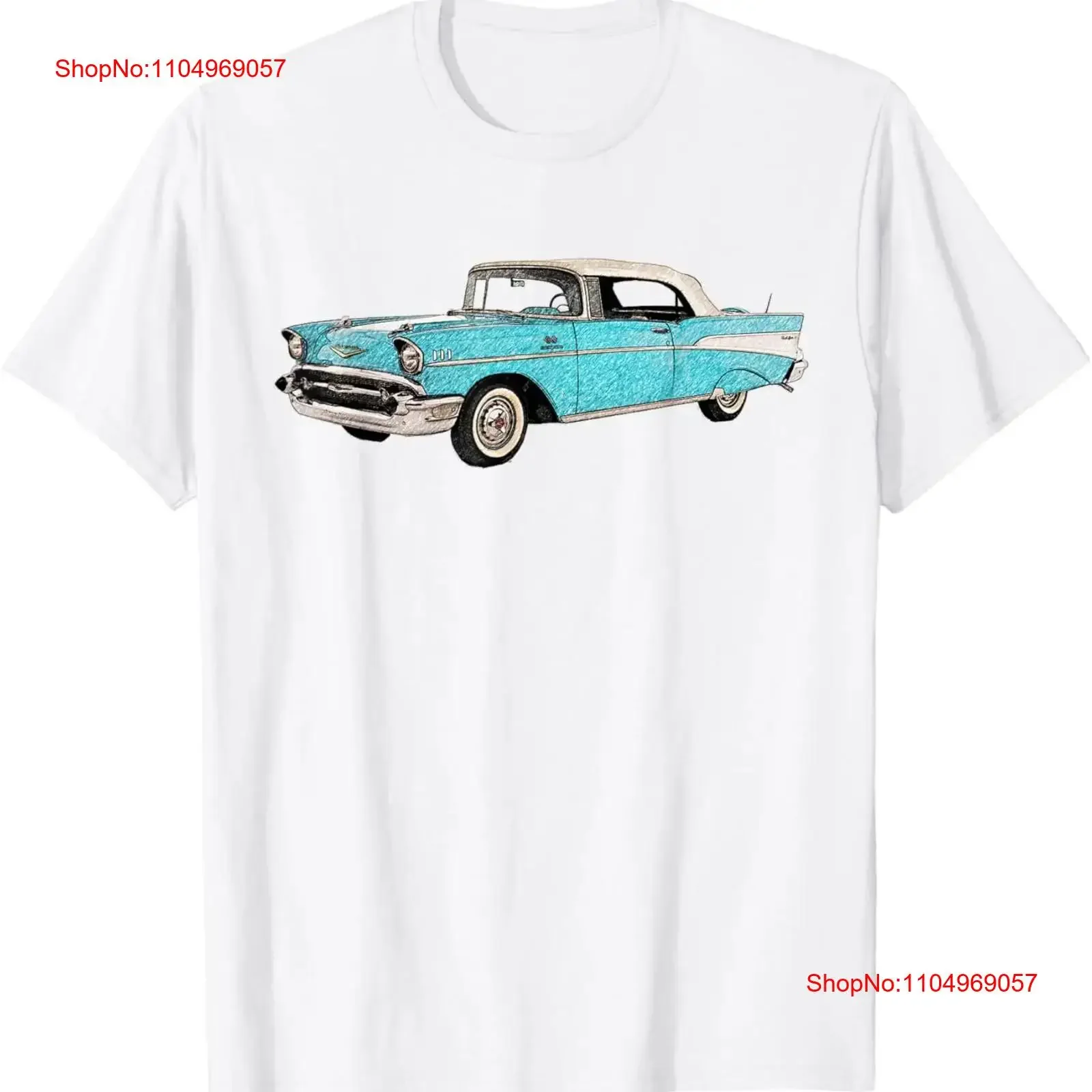 

Vintage Retro 1957 1950s Car Auto Drawing T shirt vintage Washed homme Versatile streetwear Casual Stylish Slightly graphic