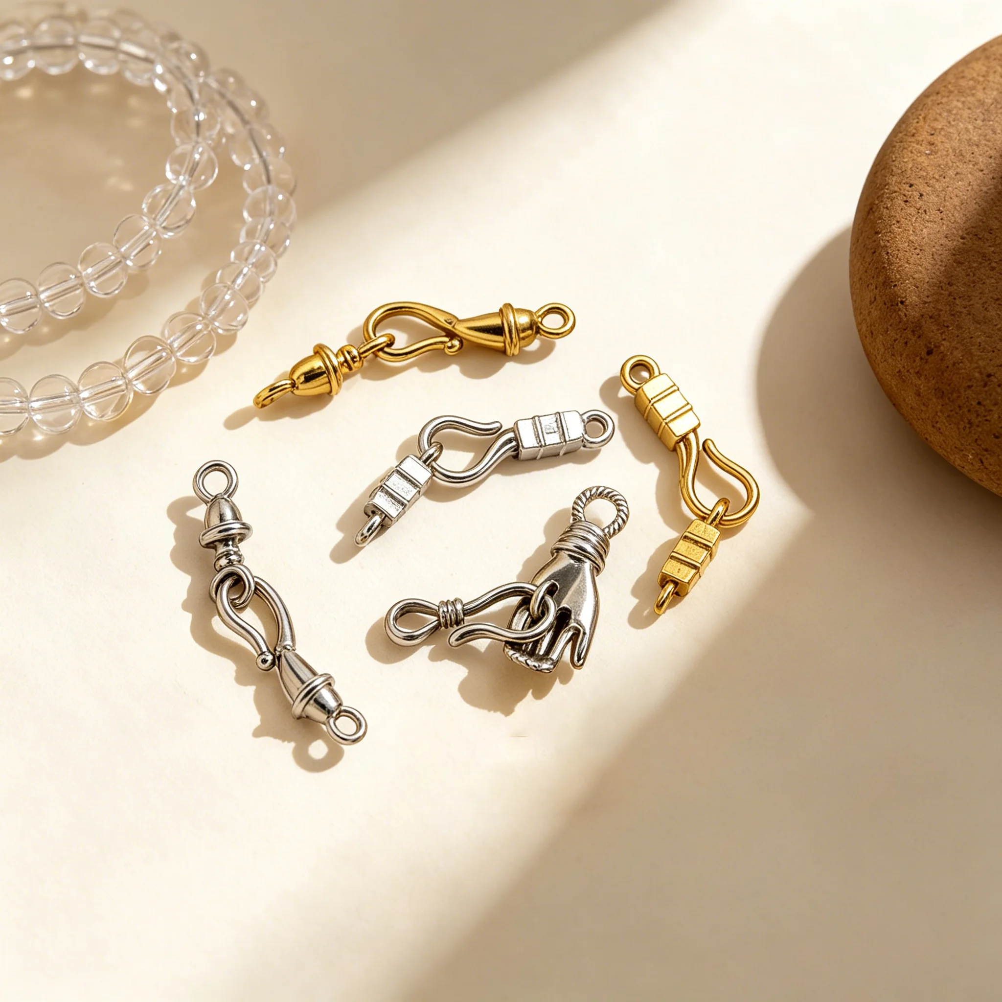 2 Stück/Set Edelstahl-Verschlusshaken-Verbinder für DIY handgemachte Armbänder, Halsketten, Schmuckherstellung, Zubehör, Bastelbedarf – Detail 5