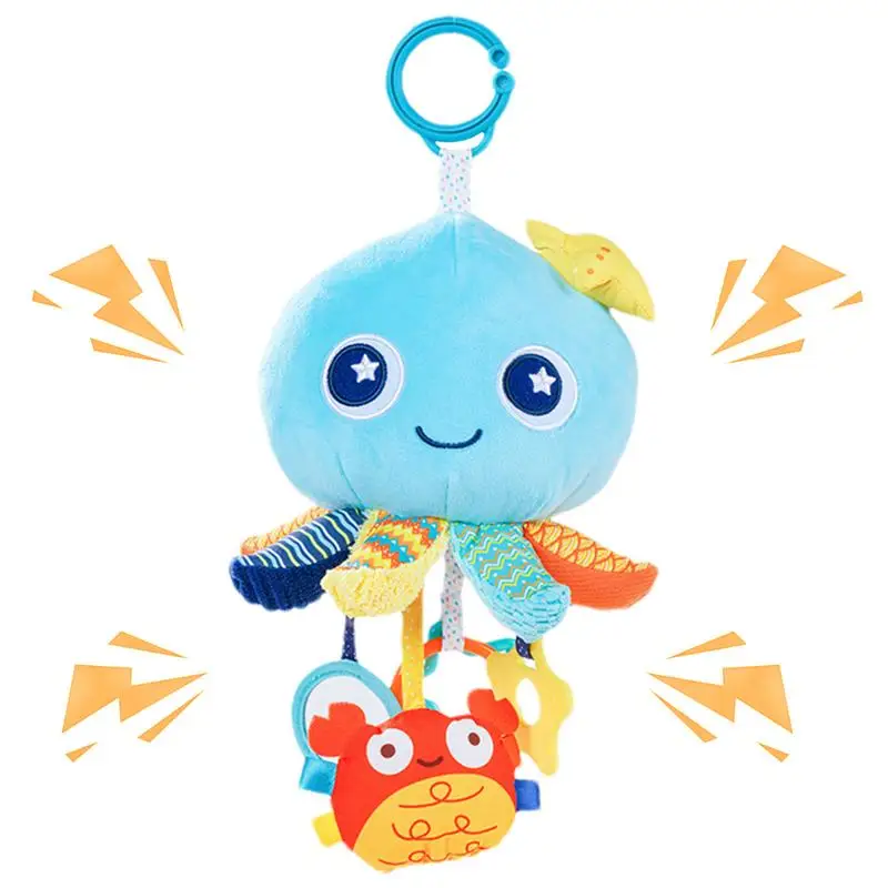 

Octopus Hang Car Seat Toys Octopus Toy With Pulling Cords Squeaky Crinkle Rattle Mirror Octopus Stroller Crib Toy Sensory