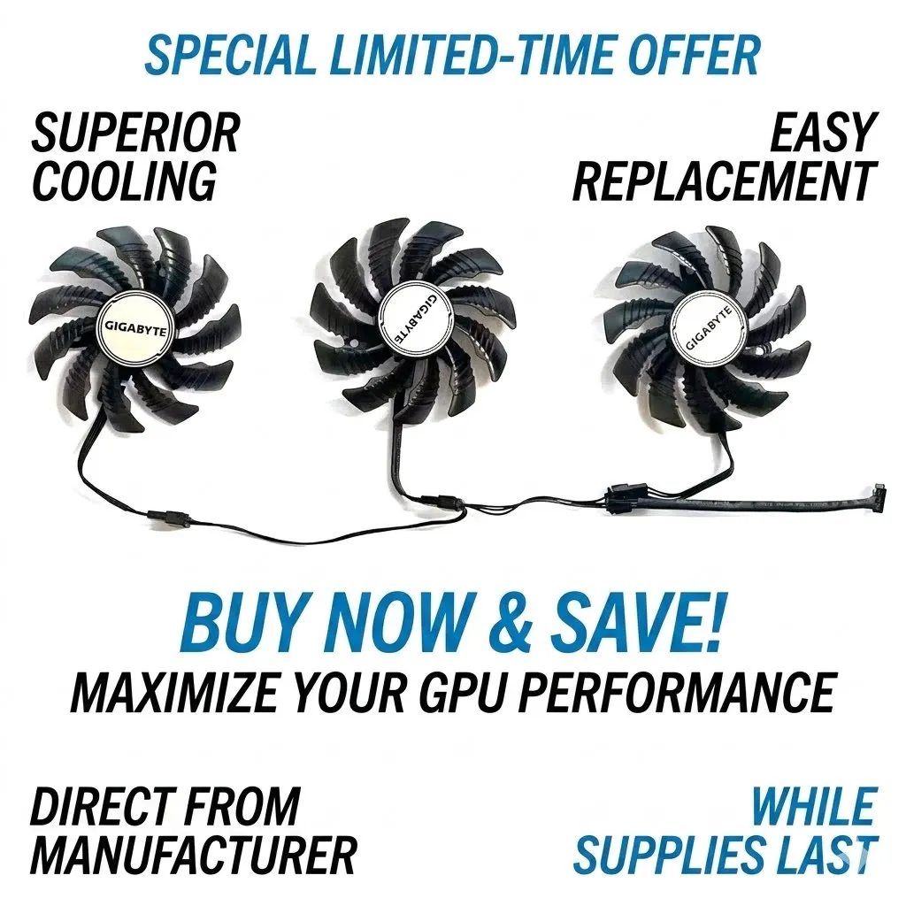 Cooling fan T128010SU PLD08010S12HH 75MM 4PIN suitable for Gigabyte RTX 3060 3060 Ti 3070 3070 Ti RX6500 XT 6600XT game OC
