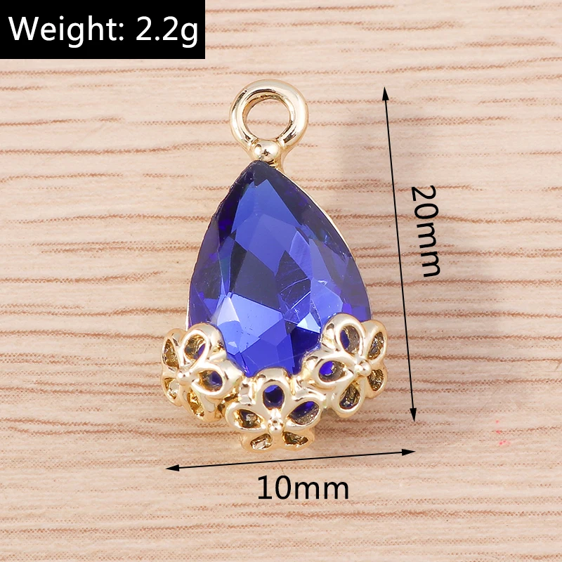10 stücke Delicate Kristall Wasser Tropfen Charme für Schmuck Machen Frauen Mode Ohrringe Anhänger Halsketten DIY Armbänder Geschenke – Detail 1