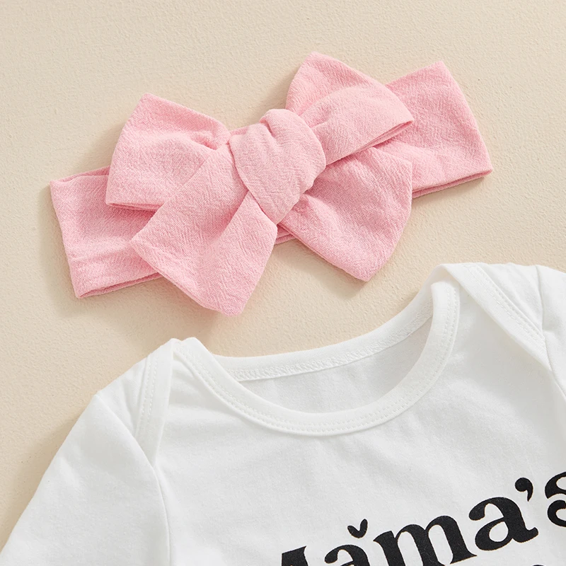 

Baby Girls Summer Skirts Set Jumpsuit Outfit Mama s Little Bestie Short Sleeve Romper Ruffle Shorts Headband