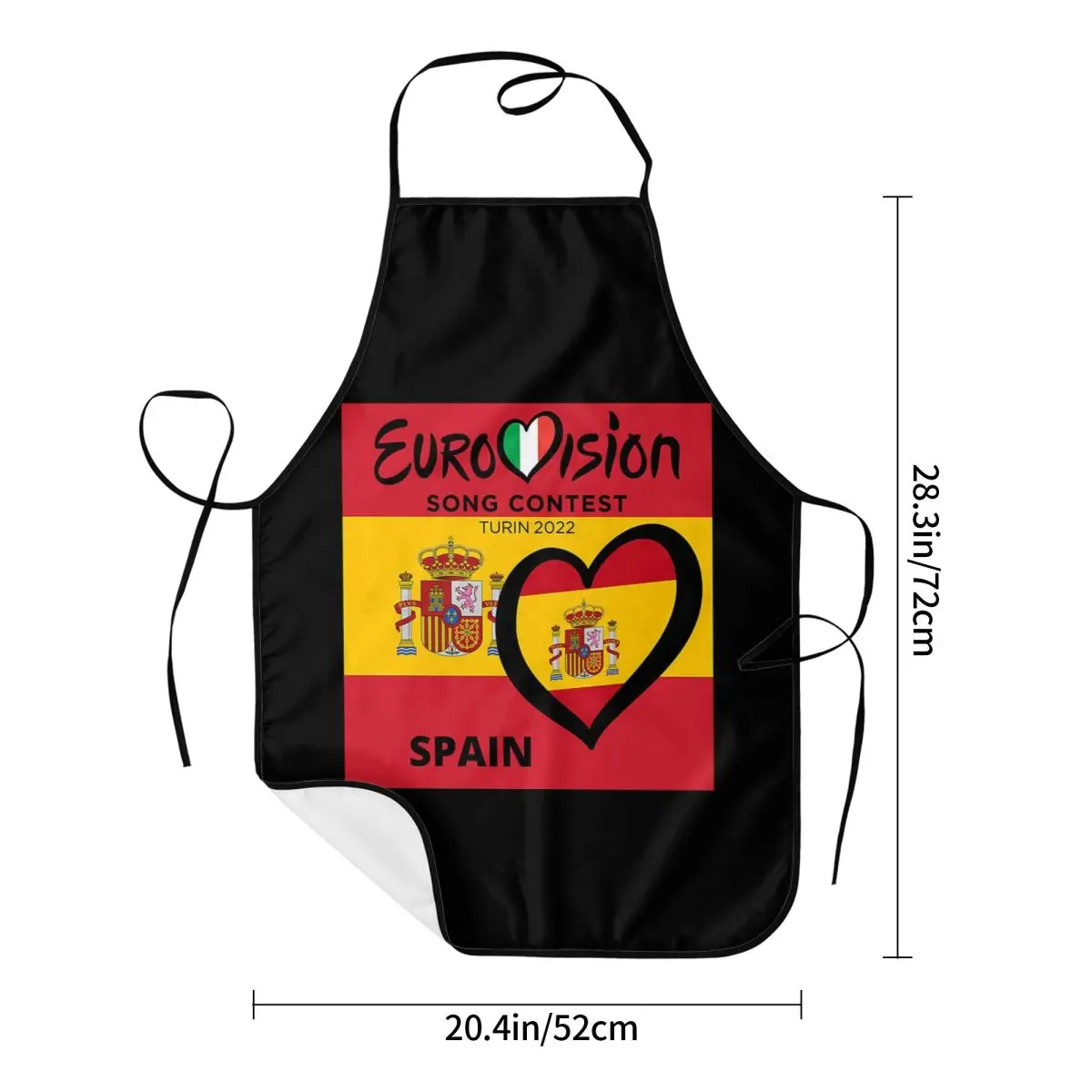 Eurovision Song Contest 2022. SPAIN. Flag With Heart Aprons Chef Cooking Tablier Bib Kitchen Cleaning Pinafore for Women Men