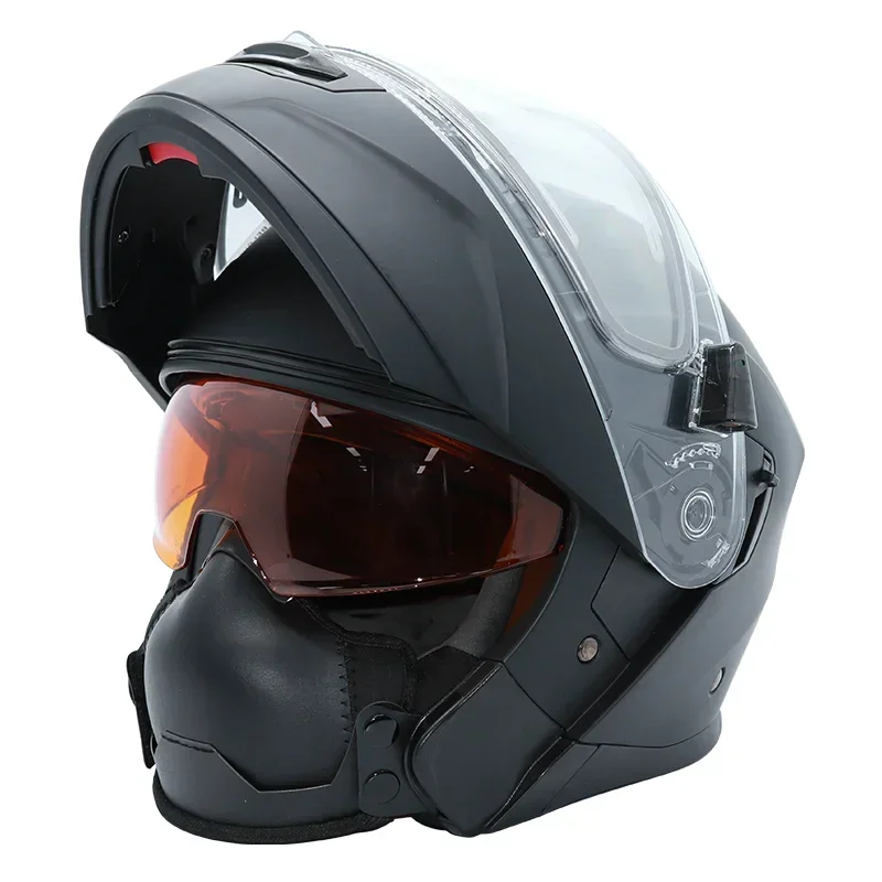 22.05 DOT Flip Up Snowmobile Helmet With Electric Heated Shield Cold Adventure Snow Helmet Motorcycle Helmet