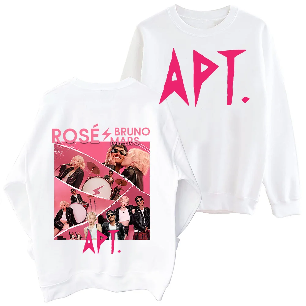 Bruno Mars and Rose APT World Tour Sweatshirt Harajuku Round Neck Long Sleeve Oversized Popular Music Hoodie Fans Gift