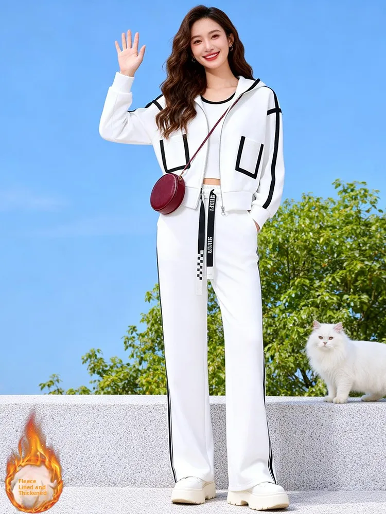 Set di abbigliamento sportivo casual Completo invernale da donna Pantaloni a vita alta Cappotto Sle Small Fraance Sle Faionable 2026