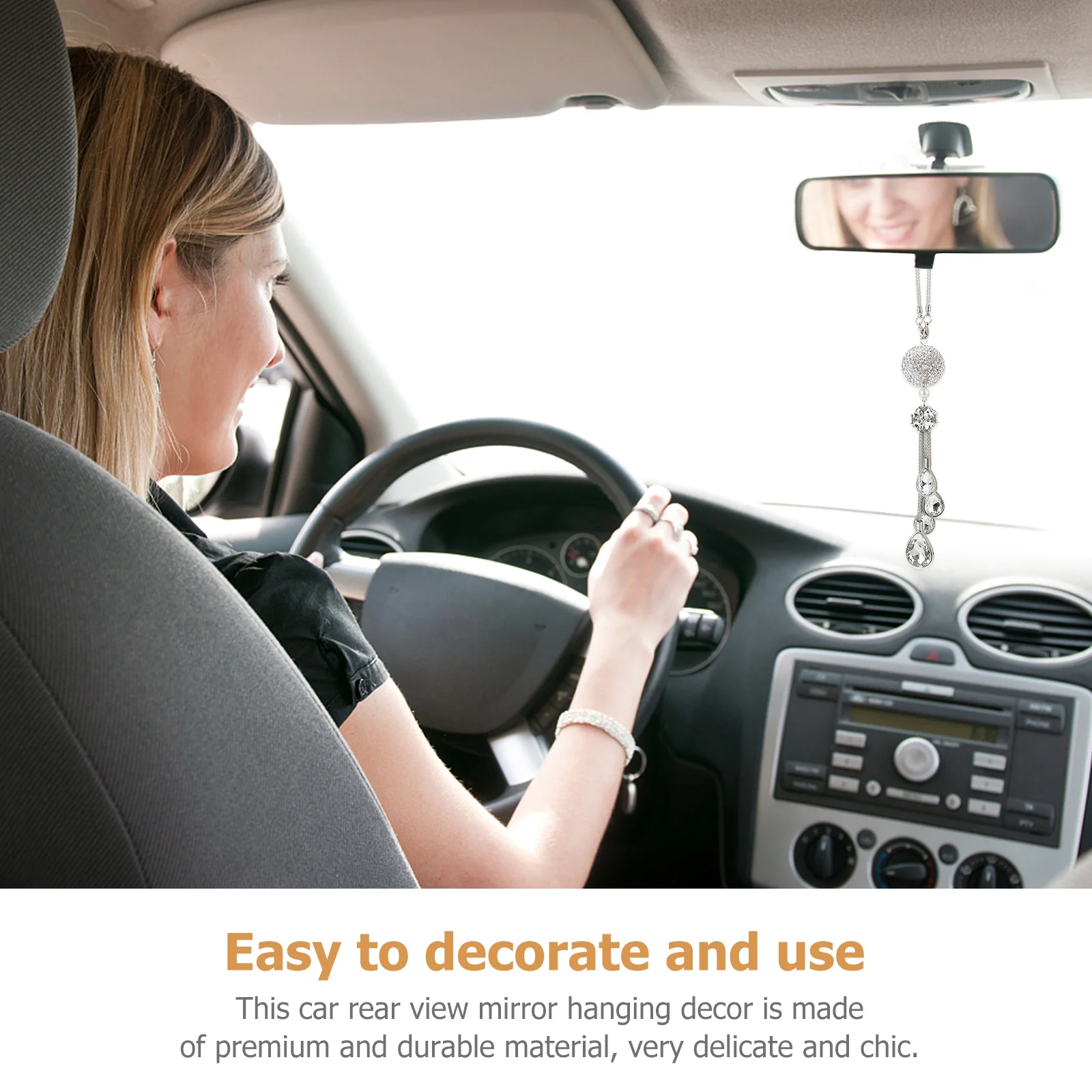 

1pc Rearview Mirror Pendant Car Hanging Decor Rhinestone Vehicle Mirror Pendant For Car Interior Home Office Bedroom Window Sill