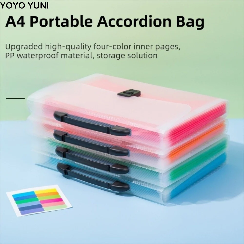 

A4 Portable Accordion Bag Large Capacity Transparent 13 Layer Folder Thickened Organ Bag Information File Bag Student