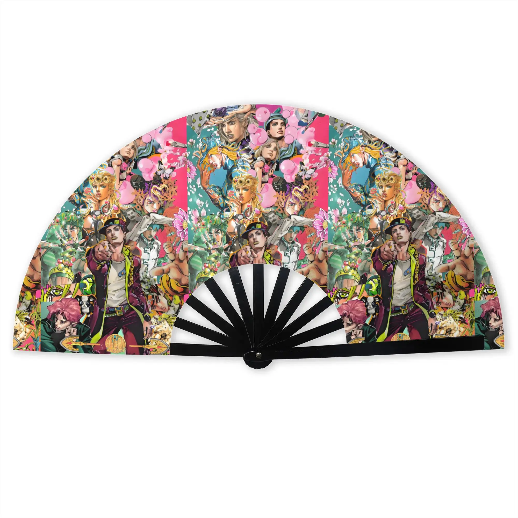 Anime JoJos Bizarre  Portable Pocket Fan Camping  Adventure Folding Fan Chinese Dance Cooling Handheld Fans