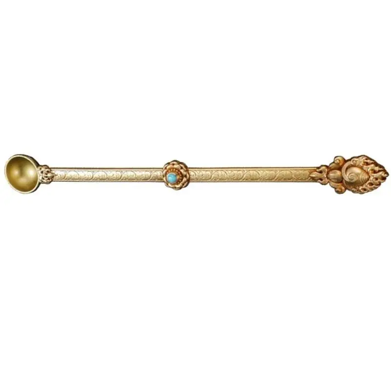 E8BD Quality Metal Spoon Brass Buddhas Spoons for Reverent Moment & Aesthetic Appeal