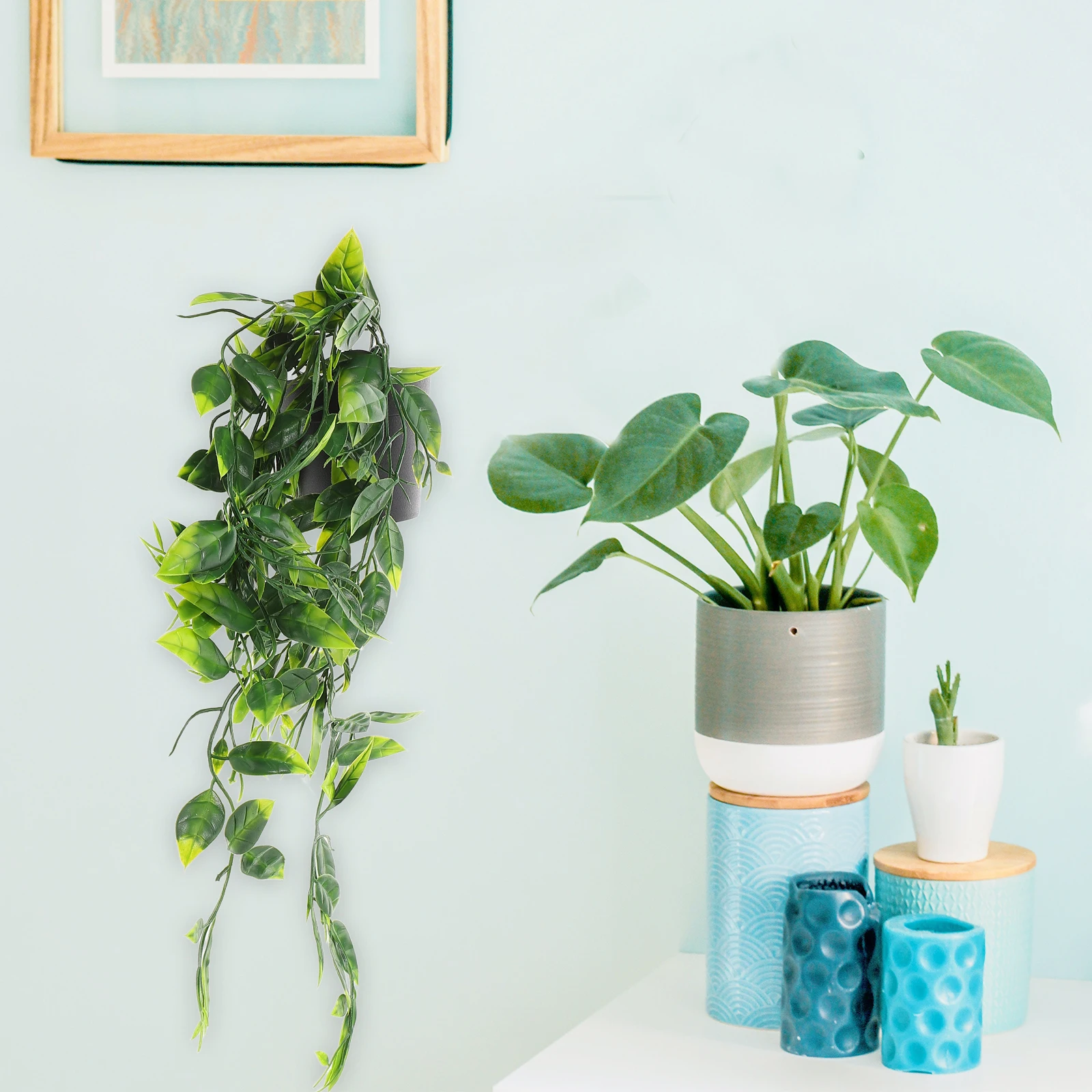 2pcs Artificial Hanging Plants PVC Home Decor Faux Potted Plants Indoor Outdoor Office Simulated Greenery Soft Fake - Image 3