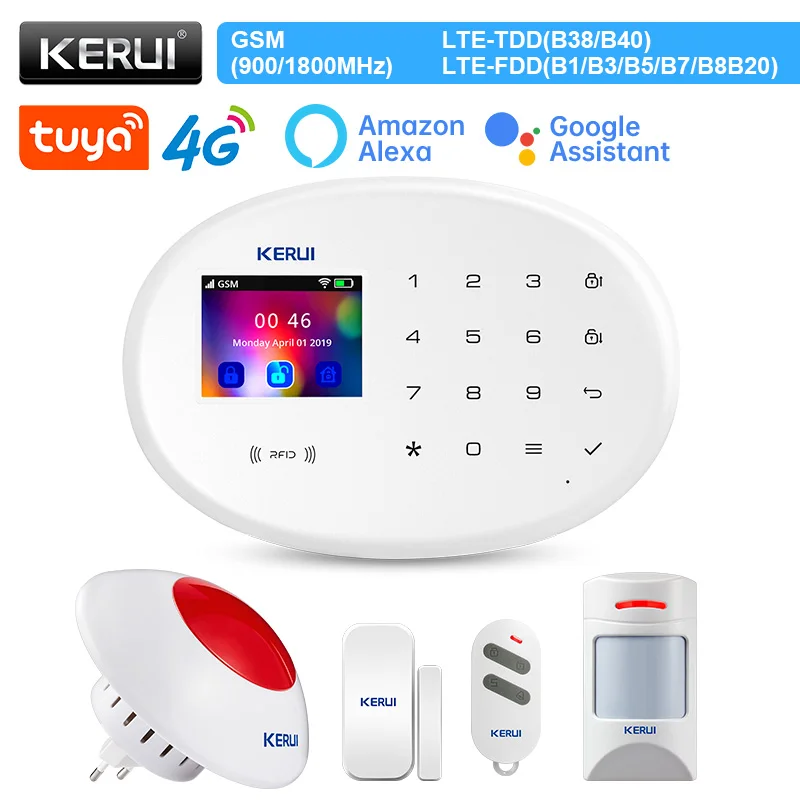 Kerui w204 4g Hausa larm system wifi gsm Alarm tuya intelligentes Sicherheits system Bewegungs sensor Detektor Tür sensor drahtlose Sirene