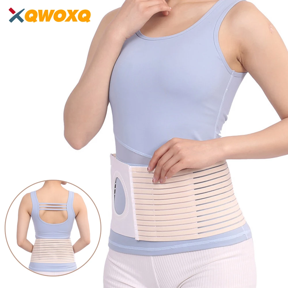 Ostomy Hernia Belt, Stoma Support Ostomy Hernia Belt for Colostomy Bag Abdominal Binder Lower Waist Support Belt Binding Support