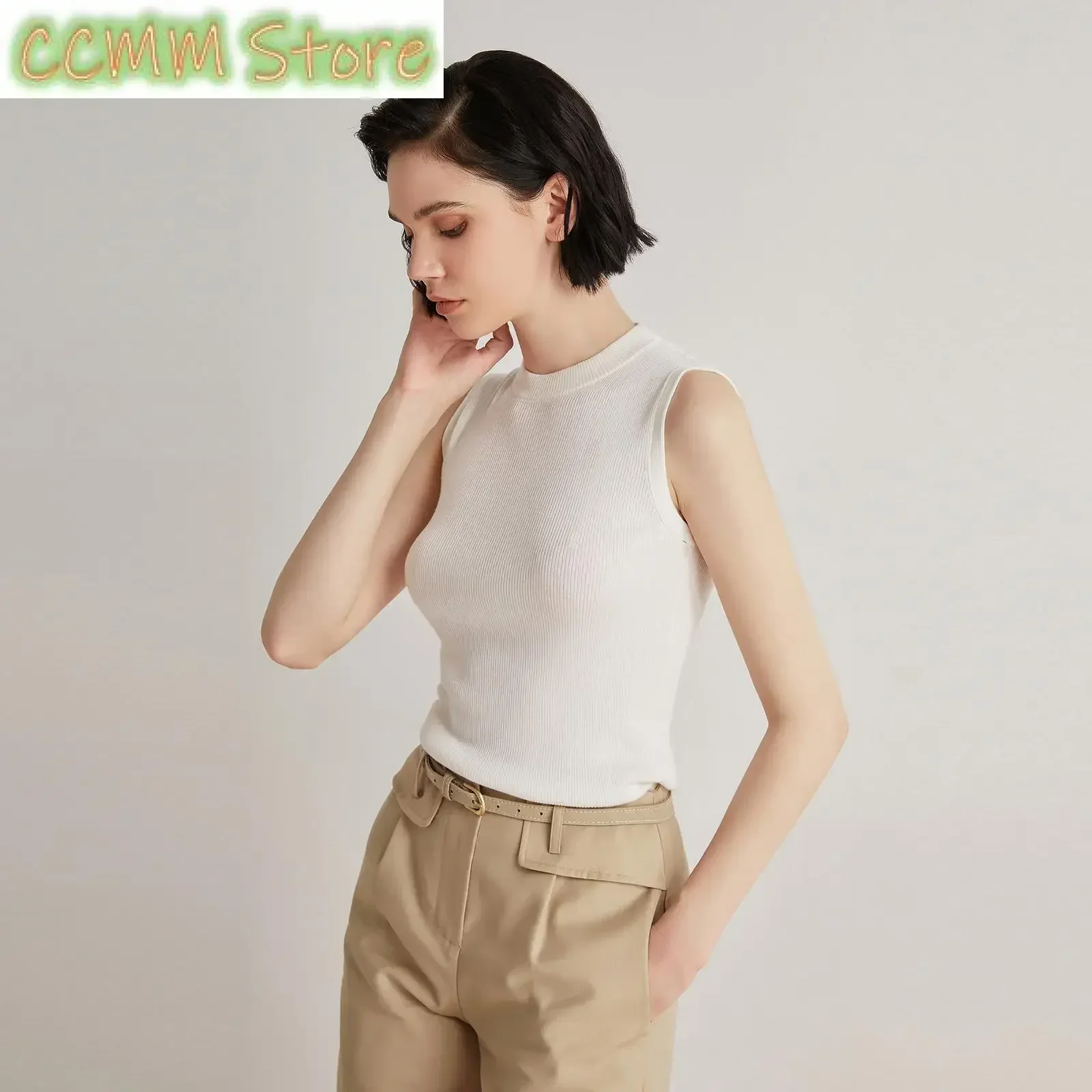 Summer Thin Women's luxury Brand Clothes High Quality Silk Merino Sweater Wool Knitted Vest For Ladies