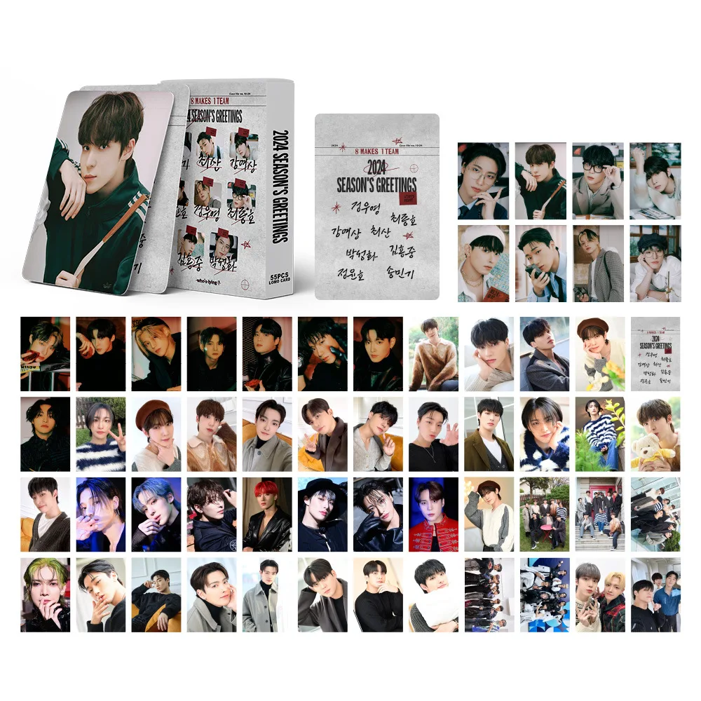 케이팝 ATEEZ 로모 카드, 홍중 윤호 여승화 산민기 우영 종호 포토카드, 하이 퀄리티 팬 선물, 55 개/세트