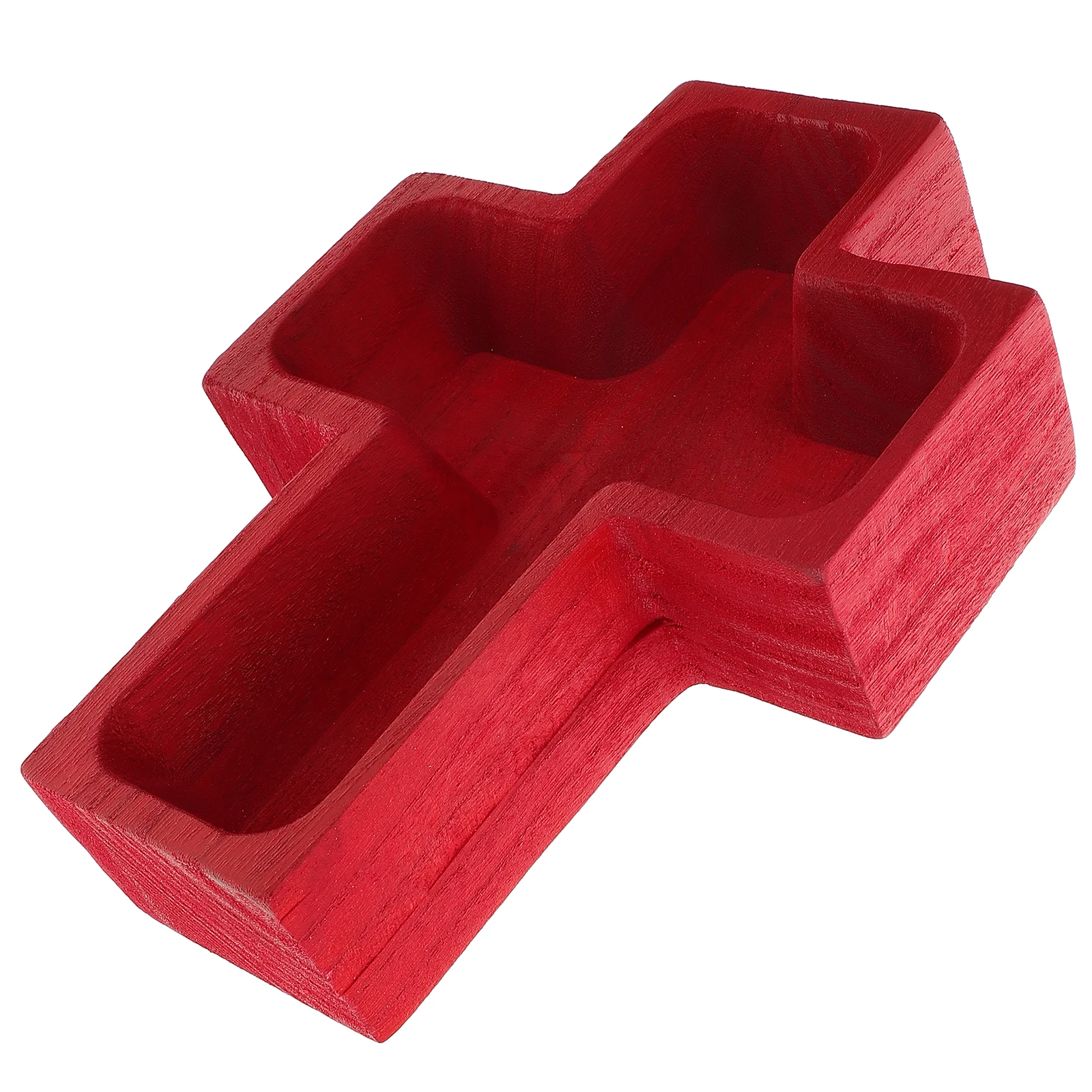 

Wooden Cross Shape Tray Storage Bowl Multi-function Dessert Plate Serving Platter Black Large Capacity Fruit Snack Cake Stand
